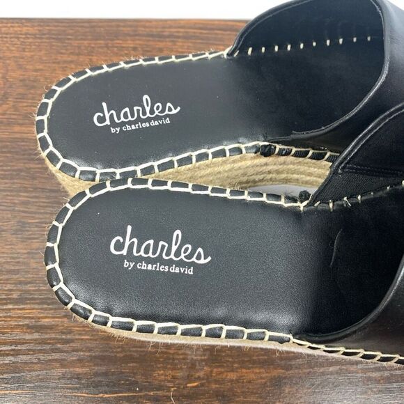 CHARLES BY CHARLES DAVID Black Contrast Stitching Platform Espadrille Shoes 9M - Picture 3 of 8